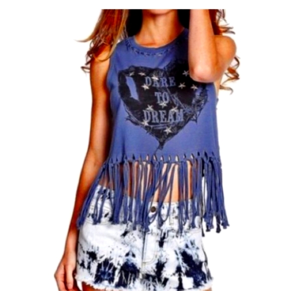 Guess Tops - Guess Dare to Dream fringe boho top